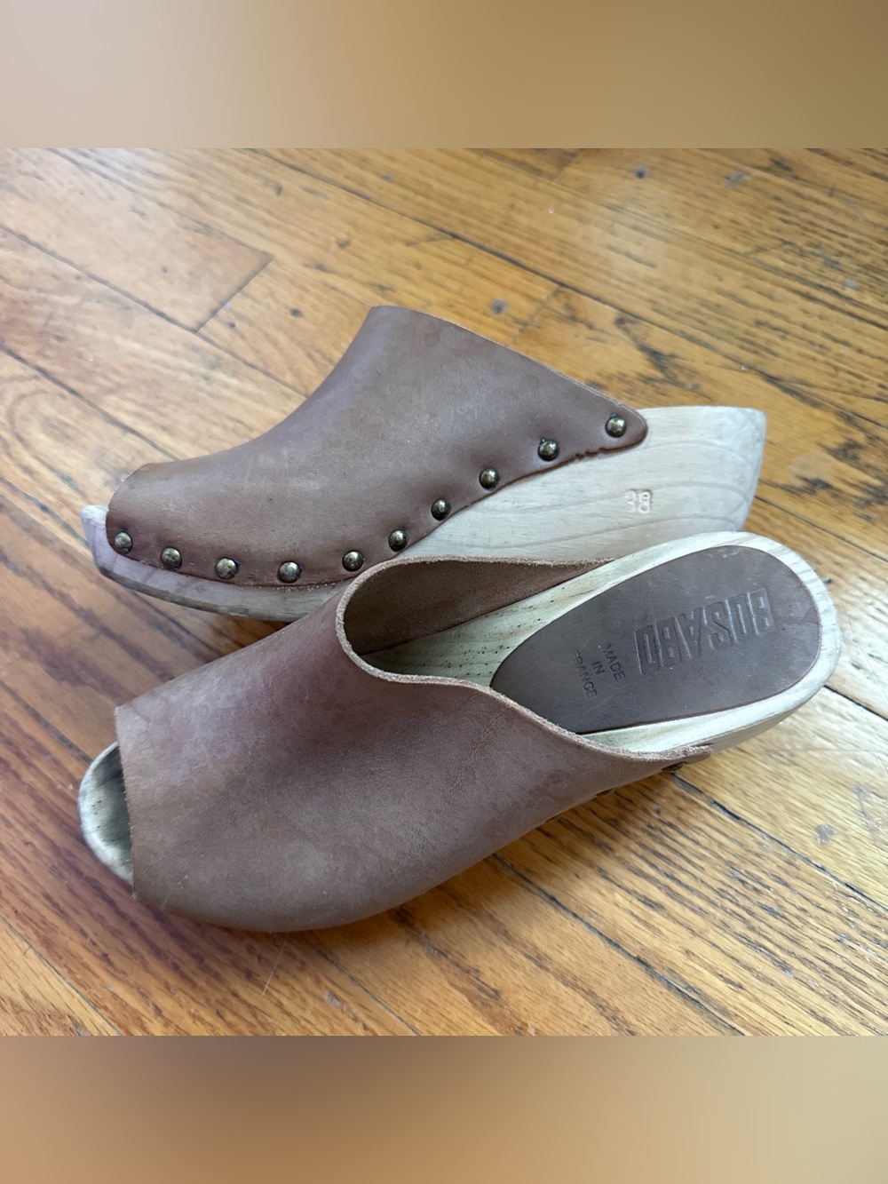Bosabo Tan Suede Clog Mules